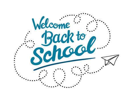 Welcome back to school message with paper plane icon vector
