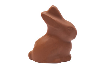 Easter chocolate bunny isolated on white background 