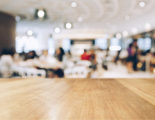 Table top Counter with Blurred People Restaurant Shop Interior