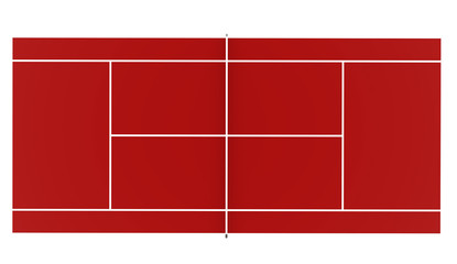 Tennis Court rendered isolated on white background