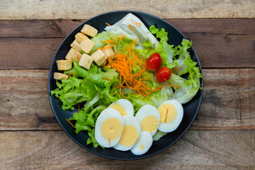 Salad with bread and  mayongnes source