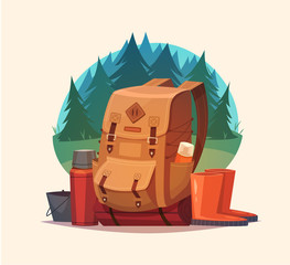  Camping emblem. Vector illustration.