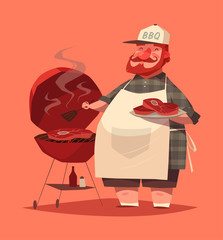 BBQ chef. Vector illustration.