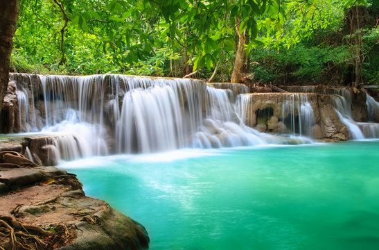 Huay Mae Khamin, Paradise Waterfall located in deep forest of Th