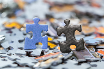 Black and blue puzzle pieces