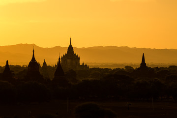 Sunrise at Bagan pagoda Myanmar.