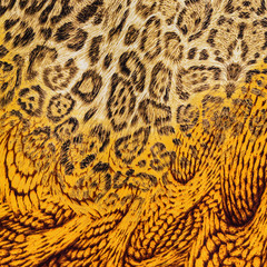 texture of print fabric striped leopard and feather