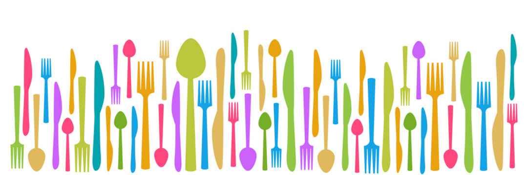 Fork Knife Spoon Abstract Colorful Horizontal 