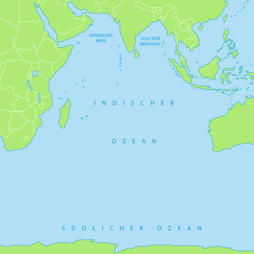 Indischer Ozean - Karte in Grün