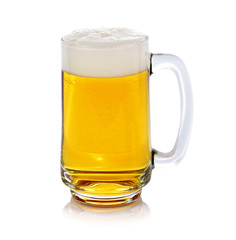 Glass of fresh beer isolated on white background.
