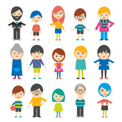 Set of flat people. Vector.