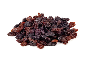 raisins on white background.