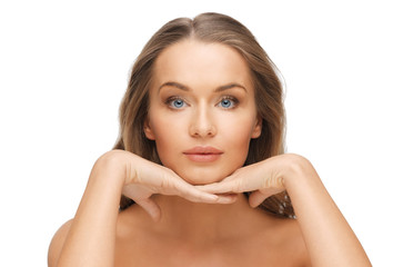 Fototapeta premium beautiful woman face with long blond hair