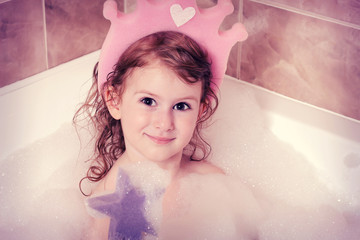  Girl is taking a bath