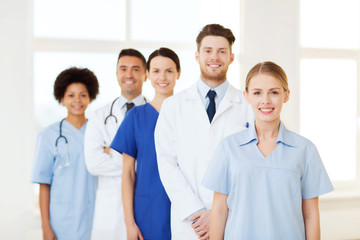 group of doctors and nurses at hospital