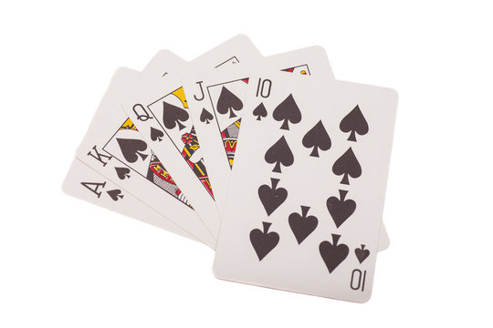 Royal flush. Playing cards isolated on white background