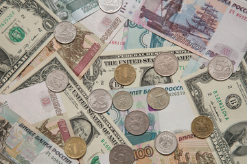 Russian rubles with American dollars