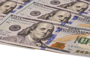 One hundred dollars pile as background 