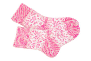 woolen socks isolated on white background 