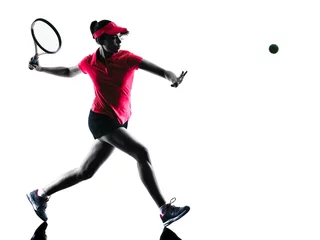 Zelfklevend Fotobehang woman tennis player sadness silhouette © snaptitude