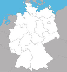 Fototapeta na wymiar Deutschland Karte und Bundesländer Landkarte Europa