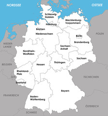 Duitsland kaart en deelstaten kaart Europa