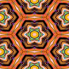 Seamless abstract orange geometric texture or background with oil blotches