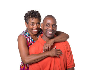 Portrait of an older couple standing close 