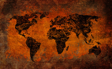 World map grunge cross vintage style