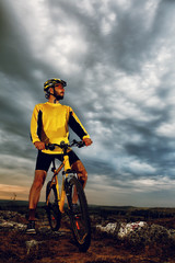 Naklejka premium Mountain Bike cyclist riding outdoor