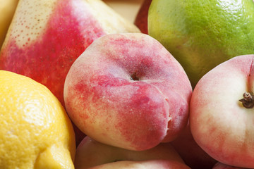 Assorted tropical fruits, selective focus