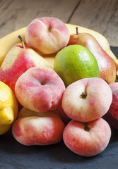 Assorted tropical fruits, selective focus