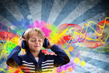 Boy listening to music