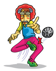 Funny man kick ball