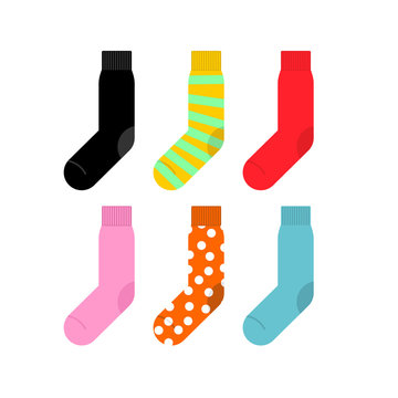 Set colorful socks. Vector illustration accessories clothing