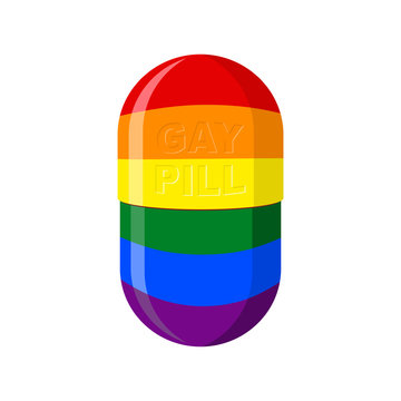 Gay pill. Pharmaceutical Capsule with LGBT flag. Vector illustra