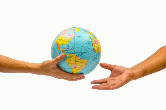 holding globe