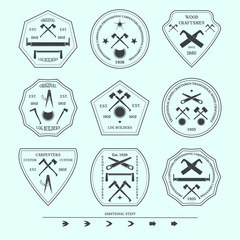 Logotype set for construction and carpentry industries. Design