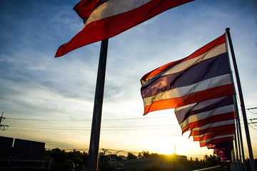 Thai flag of Thailand in Silhouette tone.