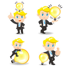 Business man with light bulb