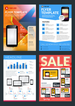 Set of Abstract Vector Business Flyer Brochure Design Templates