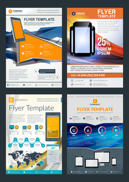Set of Abstract Vector Business Flyer Brochure Design Templates