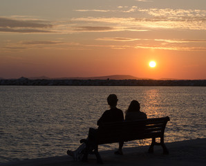 Fototapeta na wymiar Romantic Sunset in Naxos