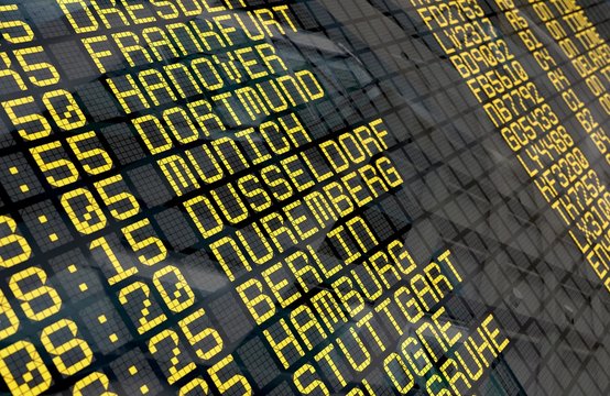 Airport Departure Board with German destinations