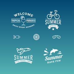 Set of Summer Holidays Hipster Vintage Labels or Badges. Vector Design Elements