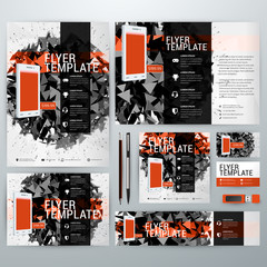 Set of Stationery Design Templates. Flyer, Booklet, Leaflet, Business Card, Banner