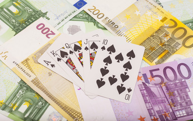Playing cards and euros