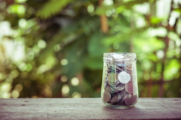money in the glass with filter effect retro vintage style