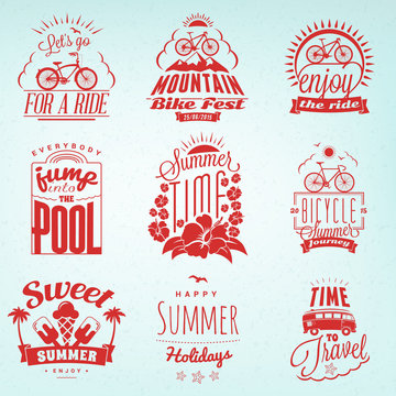 Set of Summer Holidays Badges. Hipster Vintage Logotypes and Design Elements
