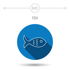 Fish icon. Seafood sign. Vegetarian food symbol.